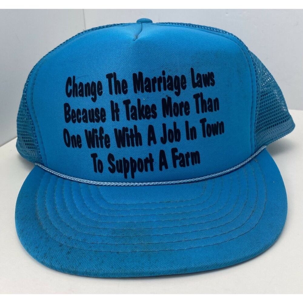 Vintage Trucker Hat “Change The Marriage Laws” Rope Mesh Farmer Snapback Cap